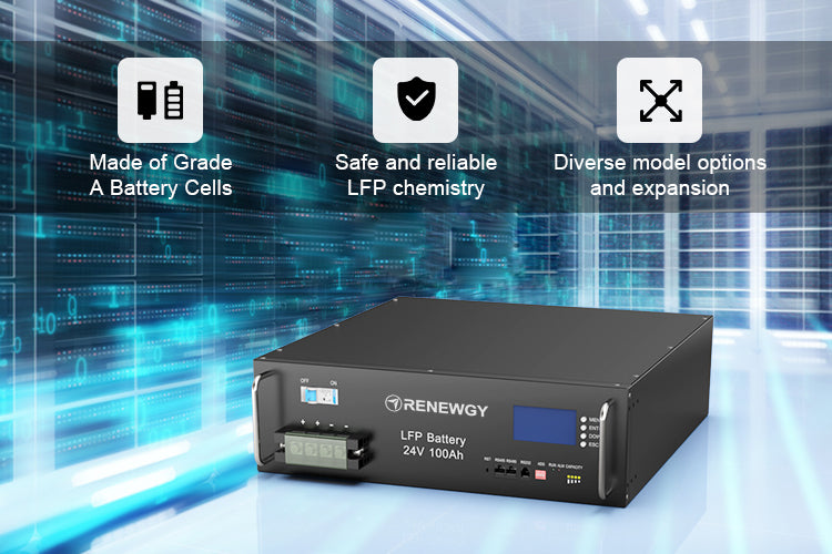 24V LiFePO4 Modular Battery 100Ah with LCD Display Power Storage Solution