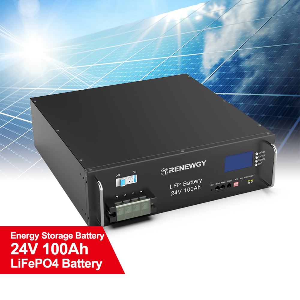 24V LiFePO4 Modular Battery 100Ah with LCD Display Power Storage Solution