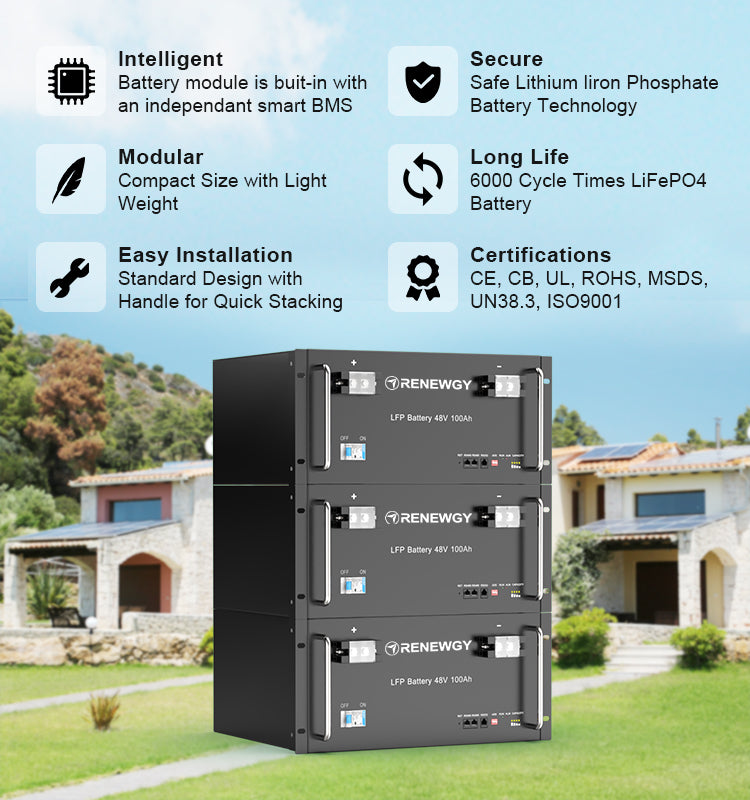 48V LiFePO4 Battery Module with High Capacity 100Ah Solar Energy Storage System