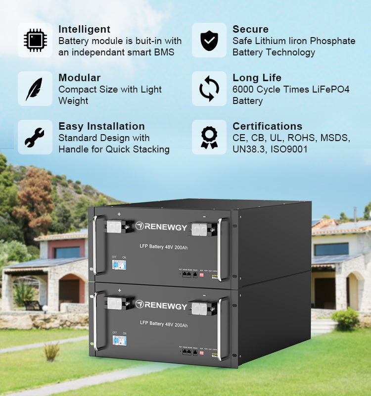 48V LiFePO4 Modular Battery - High Capacity 200Ah For Solar Storage Solution