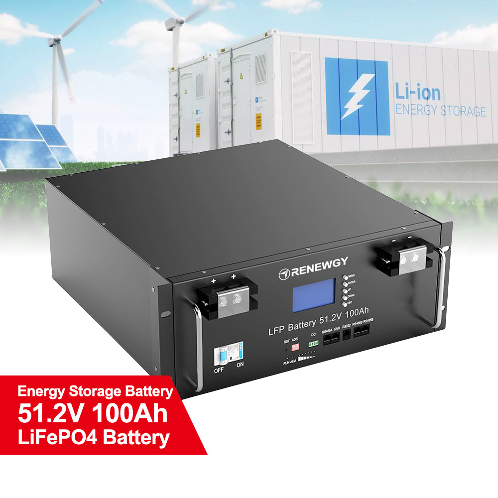 LiFePO4 Modular Battery 51.2V 100Ah with LCD Display for Home Energy Storage Solution