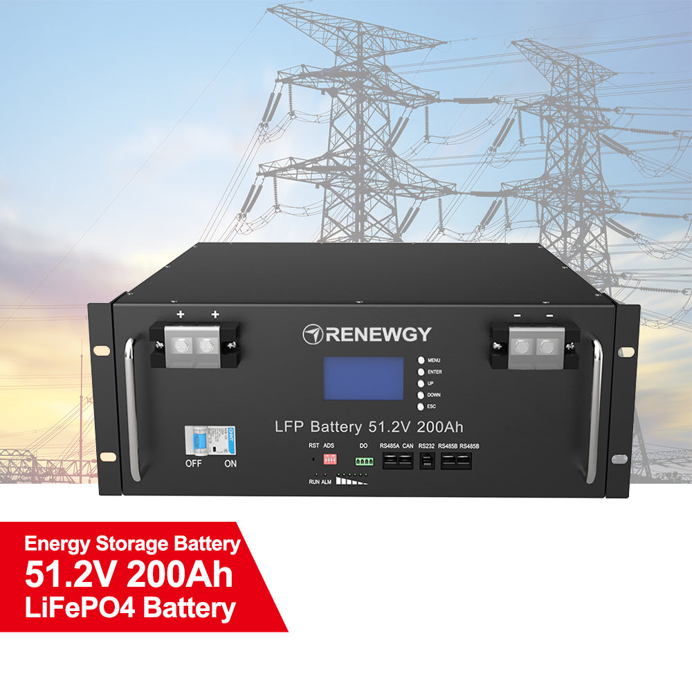 Modular LiFePO4 Battery 51.2V 200Ah with LCD Display for Solar Energy Storage Solution